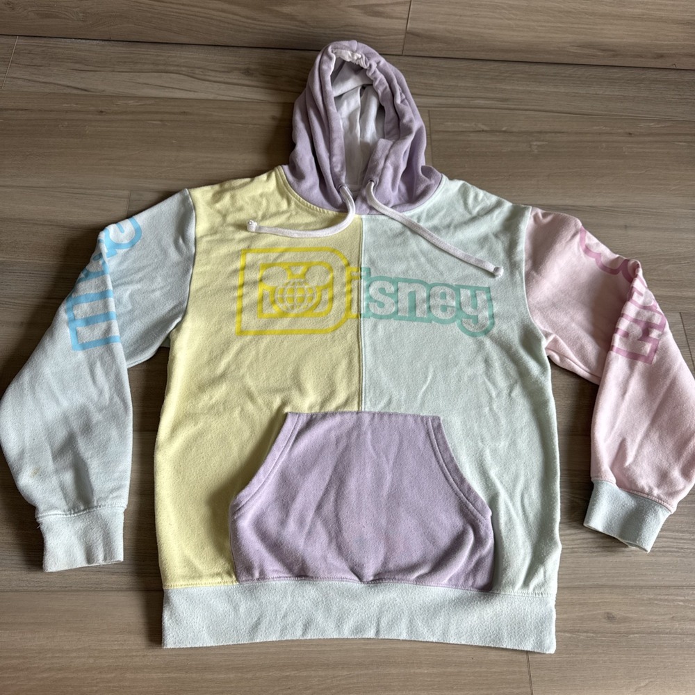 Walt Disney World Pastel Colorblock Spring Hoodie Sweatshirt Unisex Sz‎ Small